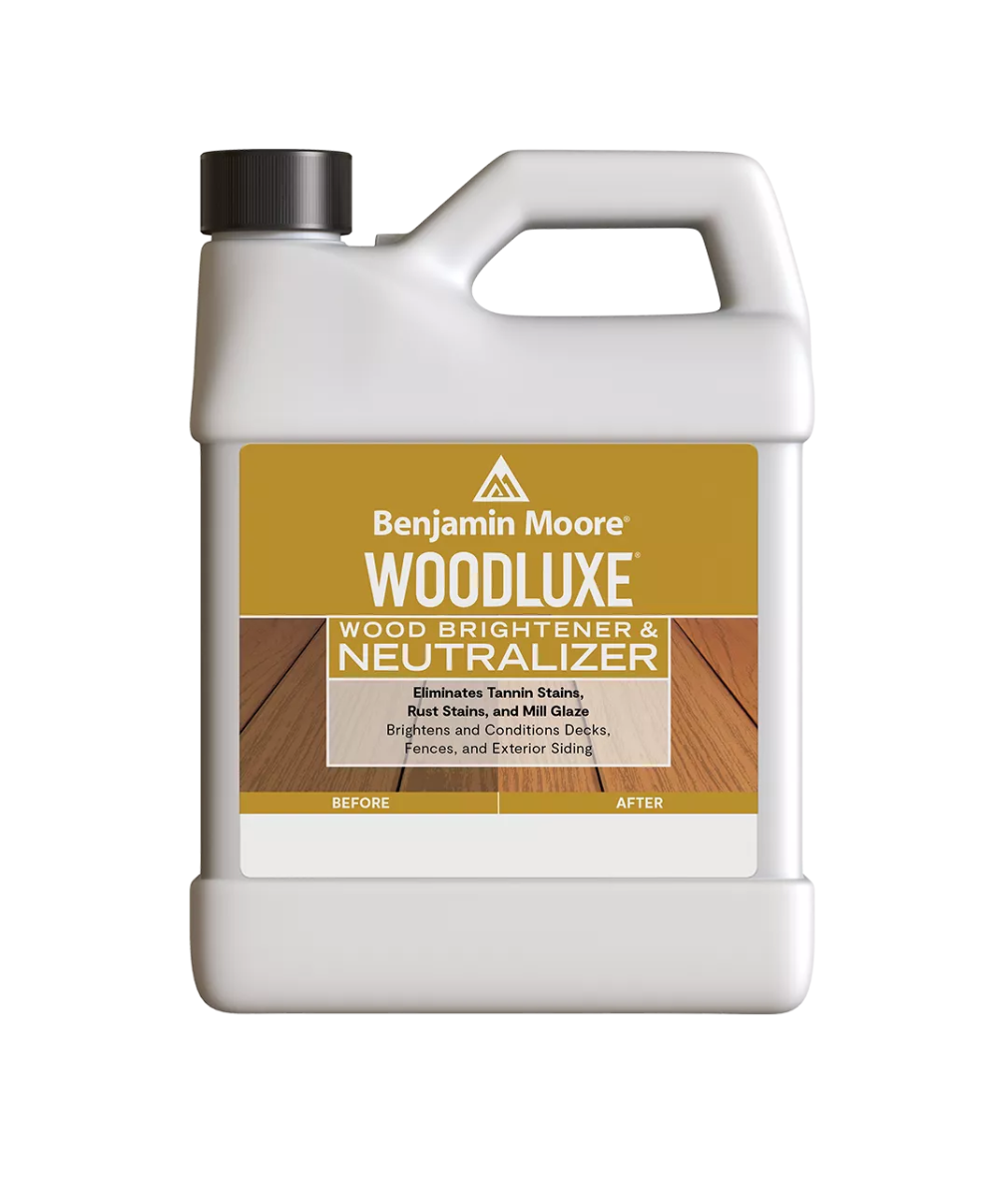 Benjamin Moore Woodluxe Wood Brightener & Neutralizer Gallon available at Catalina Paints in Los Angeles County.