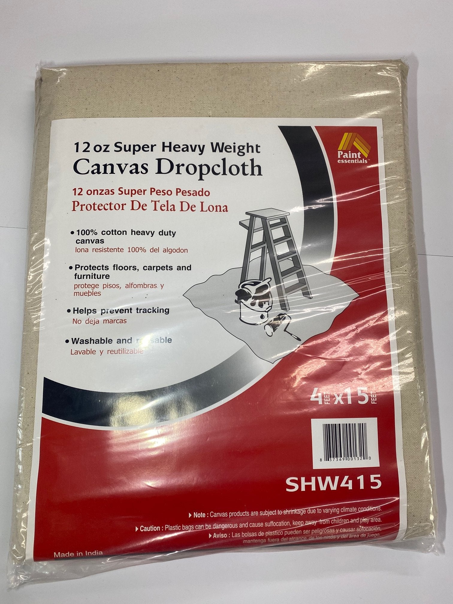4'x15' Drop Cloth Canvas Heavy Duty 12oz., available at Catalina Paints in CA.