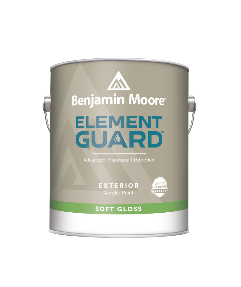 Benjamin Moore&#39;s Element Guard Exterior Flat Paint with Advanced Moisture Protection available at Catalina Paint