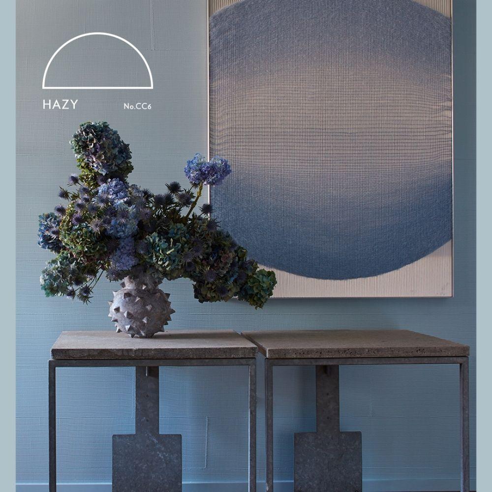 Hazy paint color by elly Wearstler California Collection for Farrow &amp; Ball paint in a room, available at Catalina Paint in Greater Los Angeles.