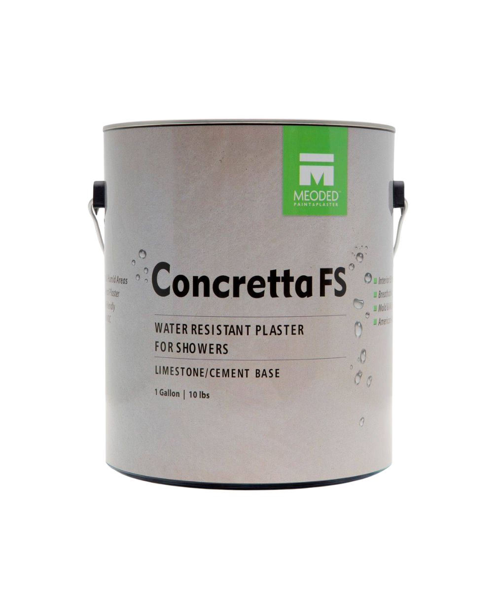 Meoded Concretta FS White plaster sold at Catalina Paints in Los Angeles – a high-quality lime and marble decorative finish ideal for modern concrete-look walls in Southern California homes and interiors.