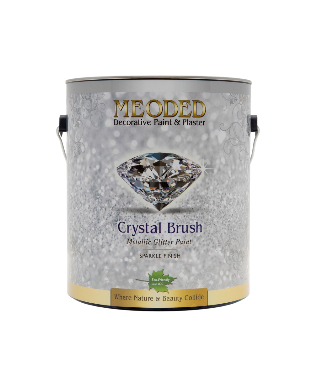Meoded Crystal Brush decorative paint available at Catalina Paints in Los Angeles – a translucent, textural coating that adds soft crystalline elegance to Southern California interiors and designer home accents.