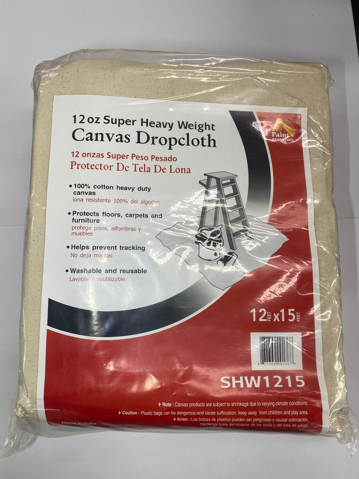 12&#39;x15&#39; Drop Cloth Canvas Heavy Duty 12oz., available at Catalina Paints in CA.