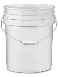 5 gallon plastic pail, available at Catalina Paints in Los Angeles County.