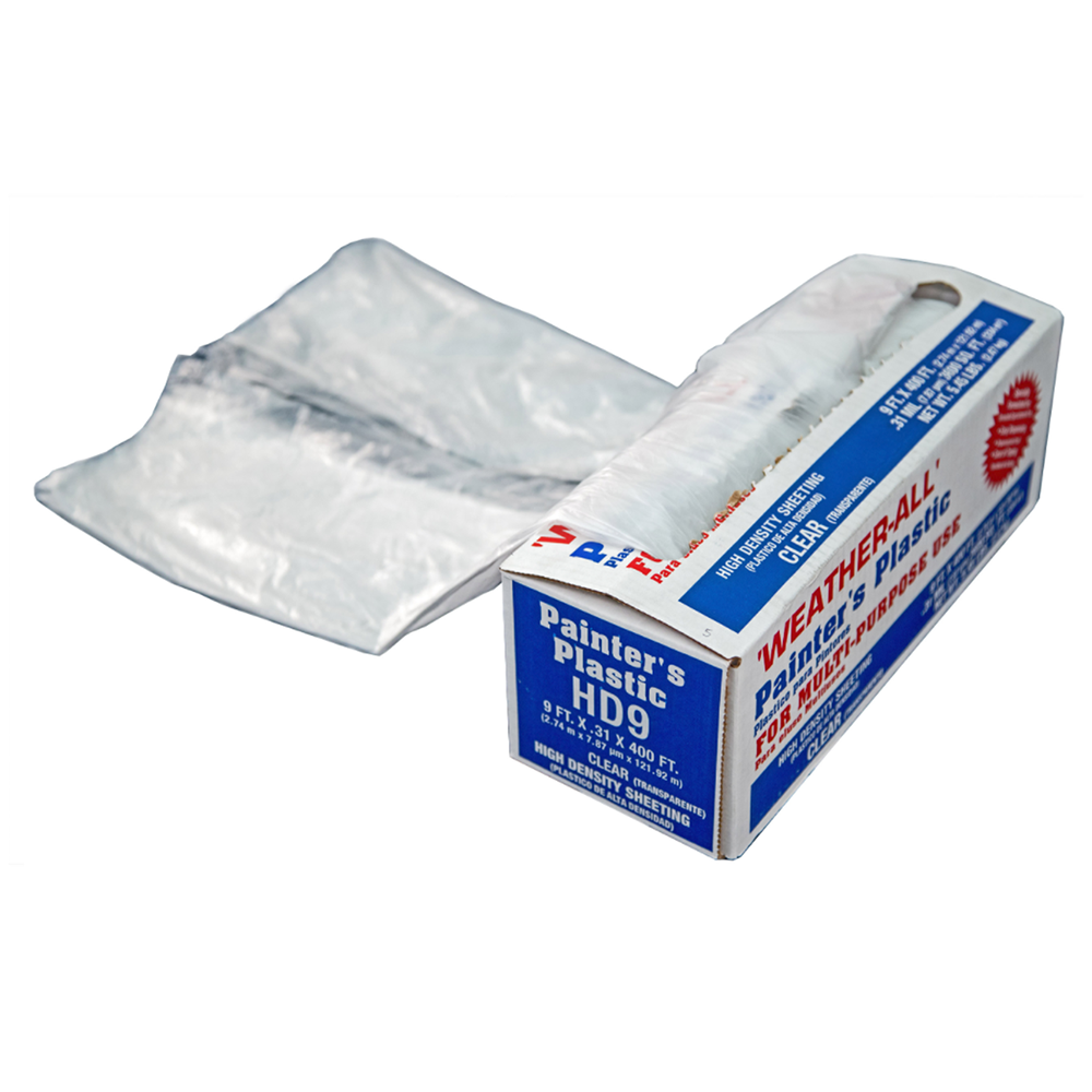 .31mil 9&#39;x400&#39; Painter&#39;s Plastic High Density, available at Catalina Paints in CA.